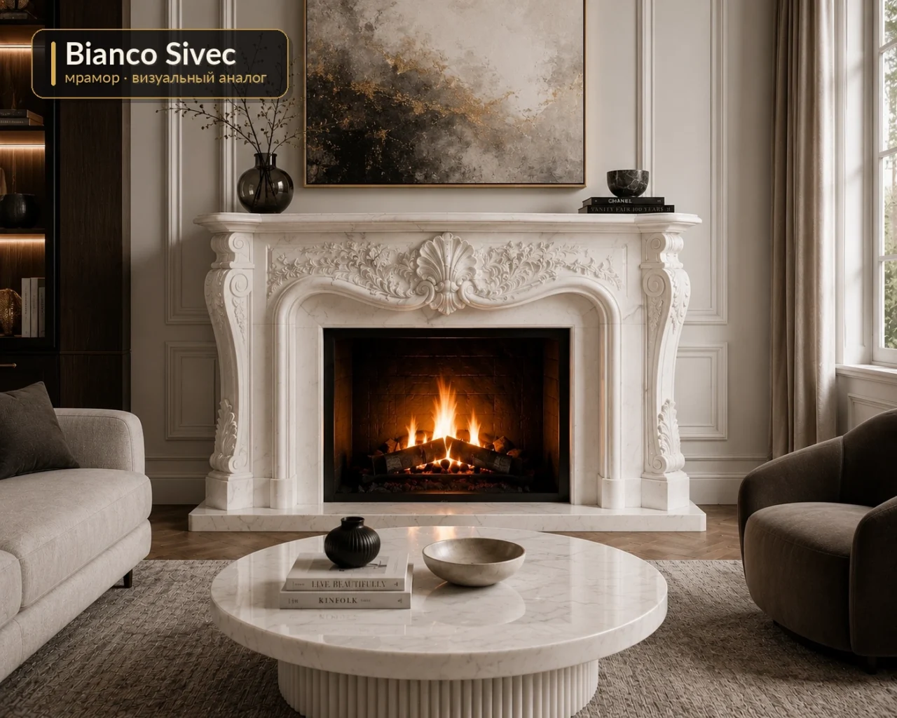 Камінний портал з Bianco Sivec