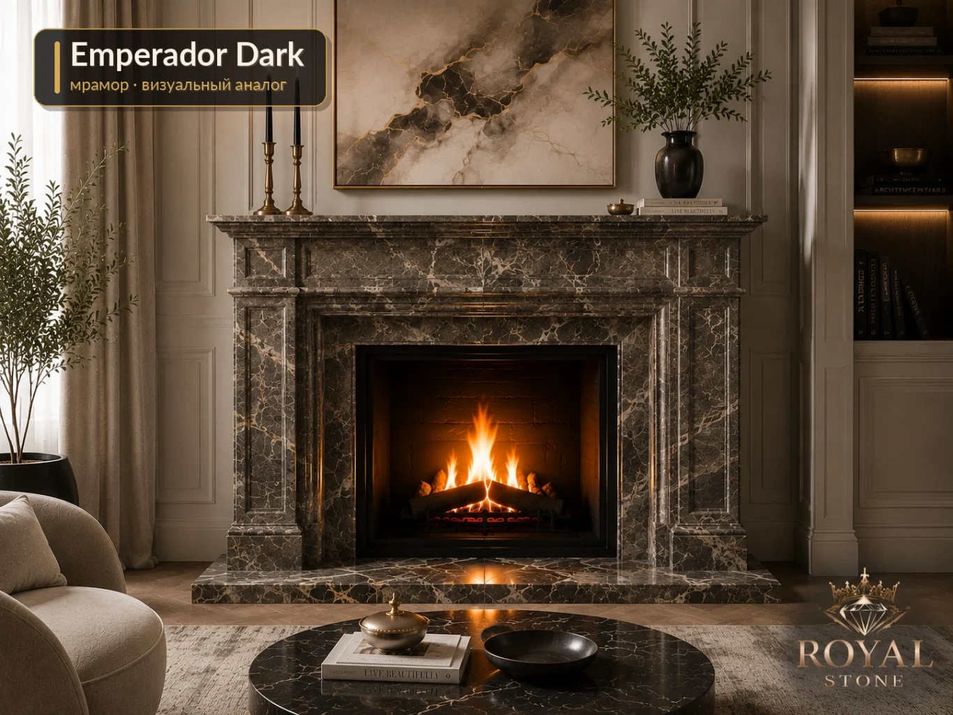 Камінний портал з Emperador Dark