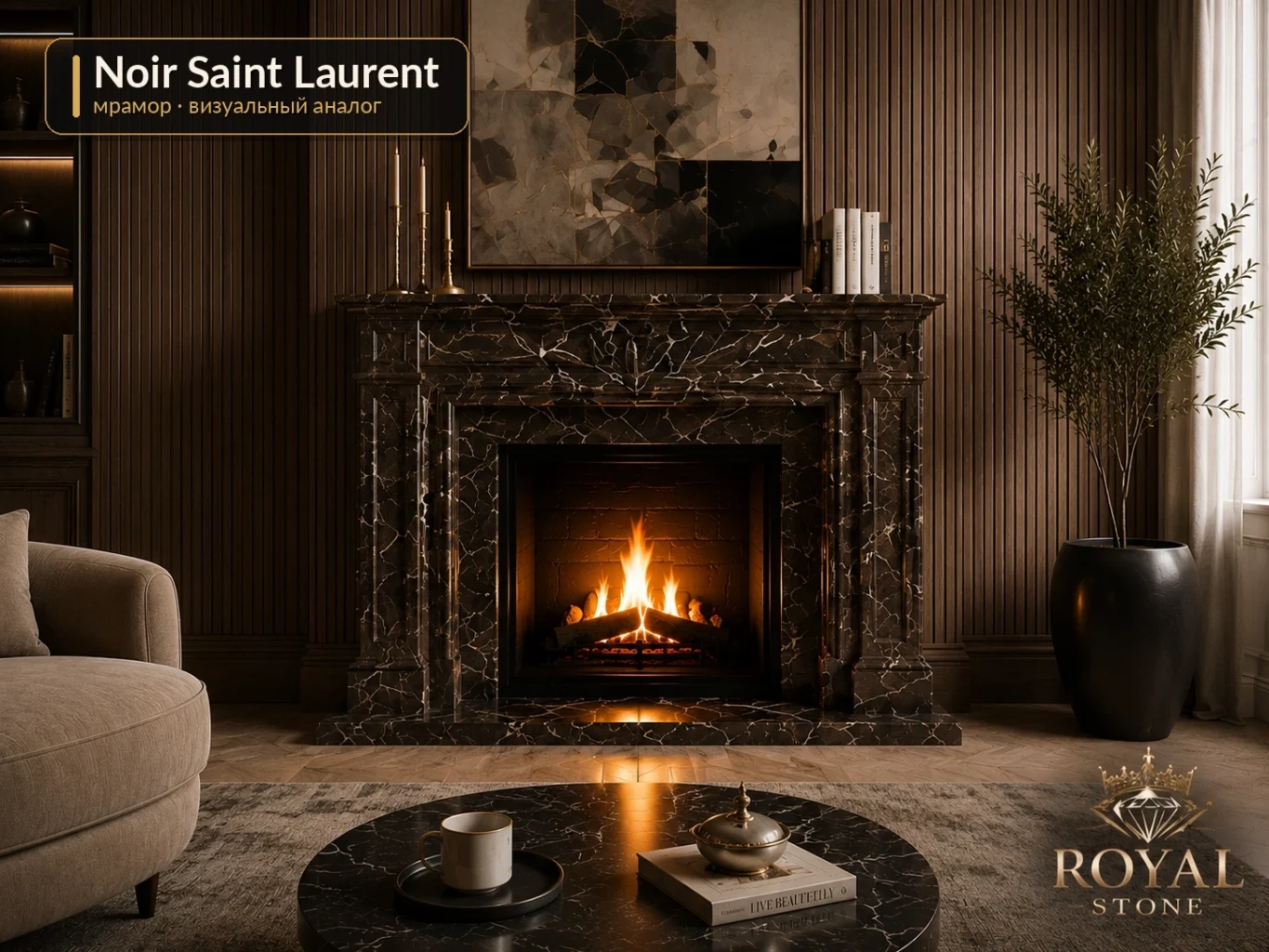 Камінний портал з Noir Saint Laurent