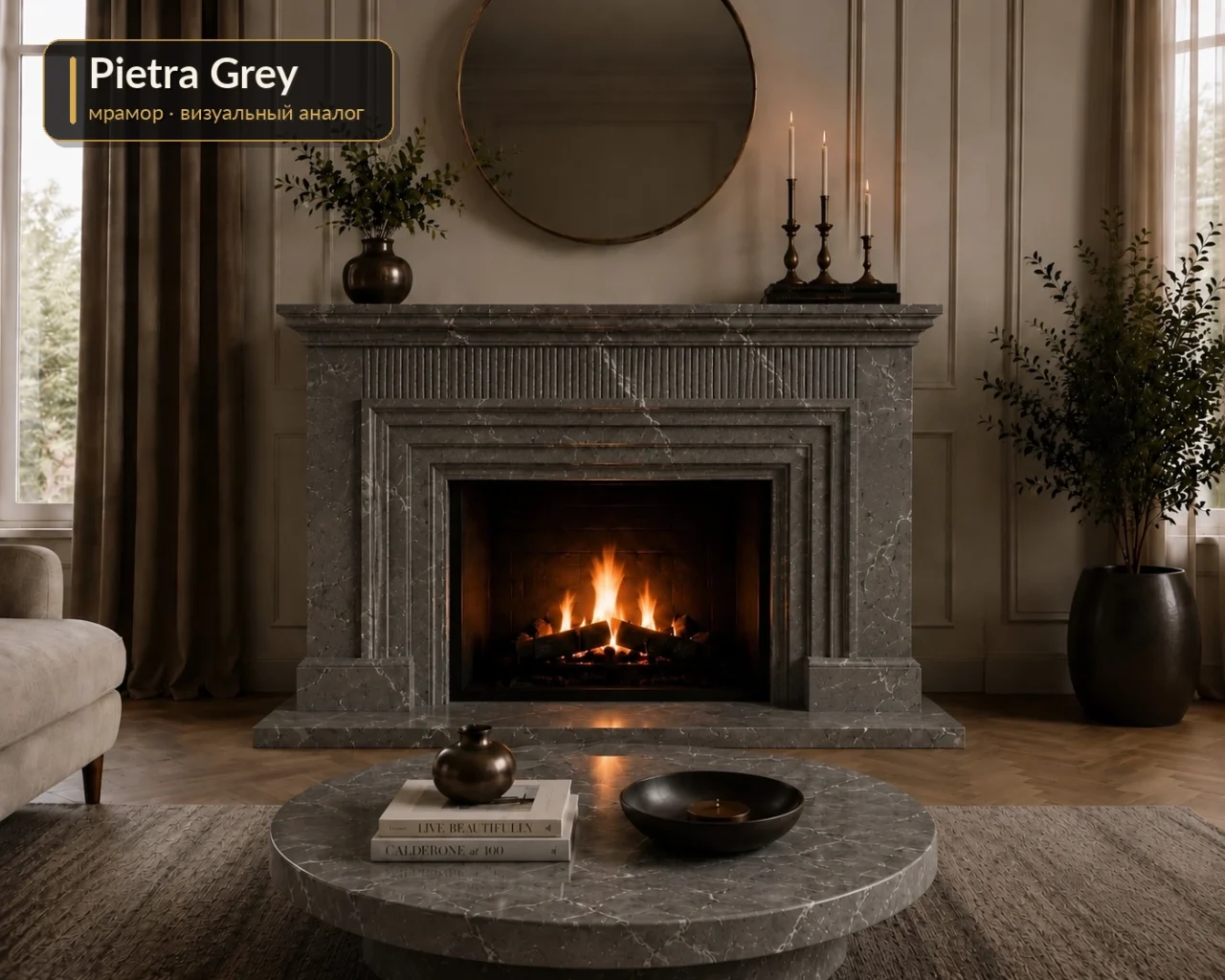 Камінний портал з Pietra Grey