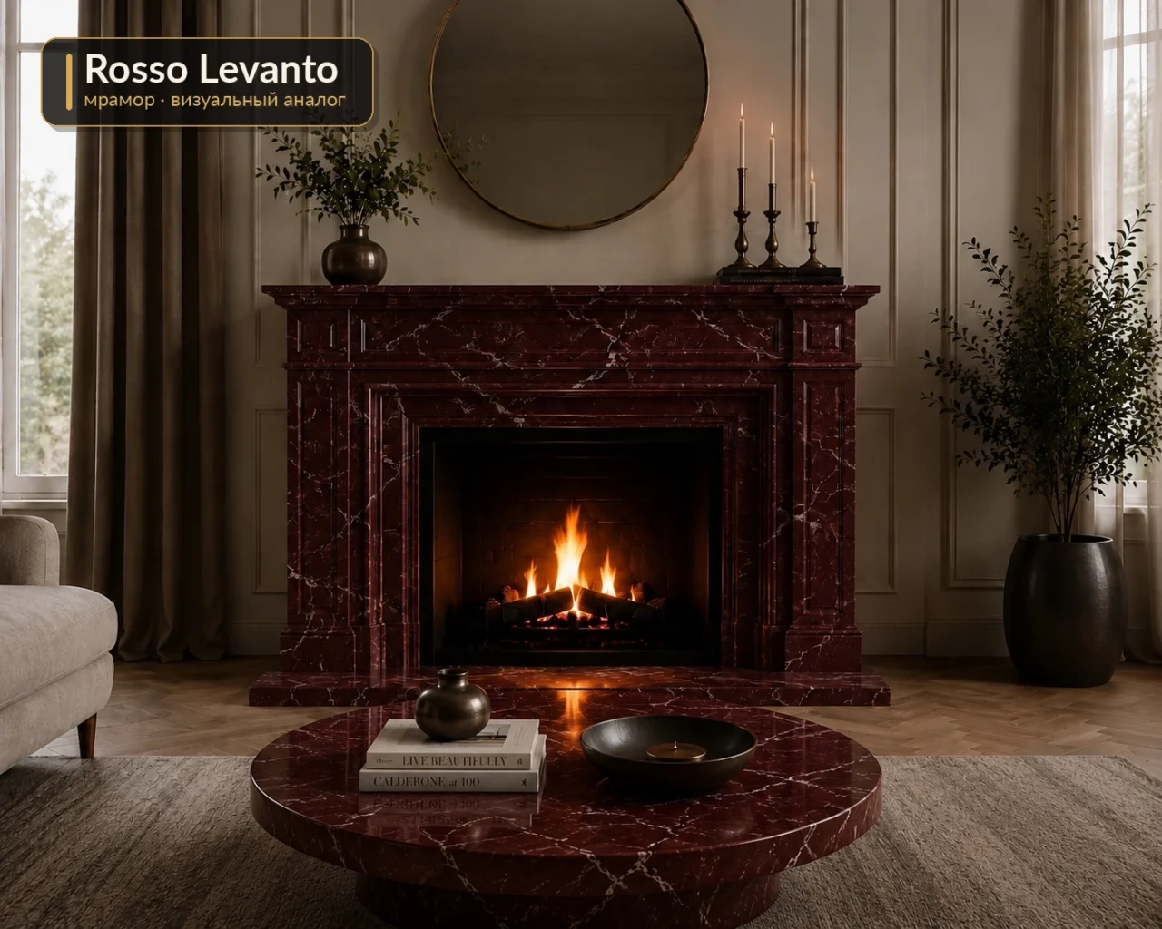 Камінний портал з Rosso Levanto