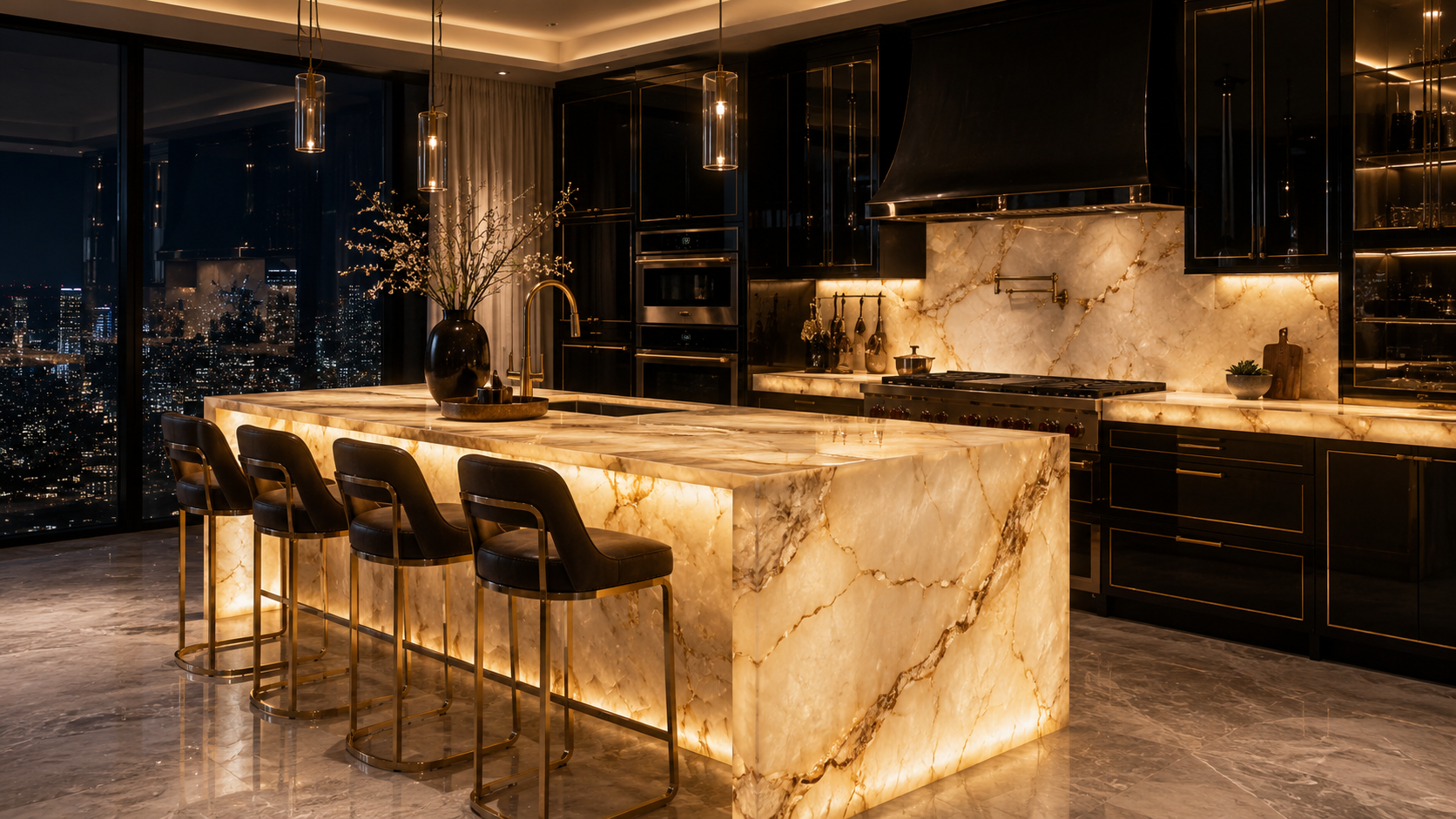 Кухонна стільниця з оніксу White Crystal Onyx
